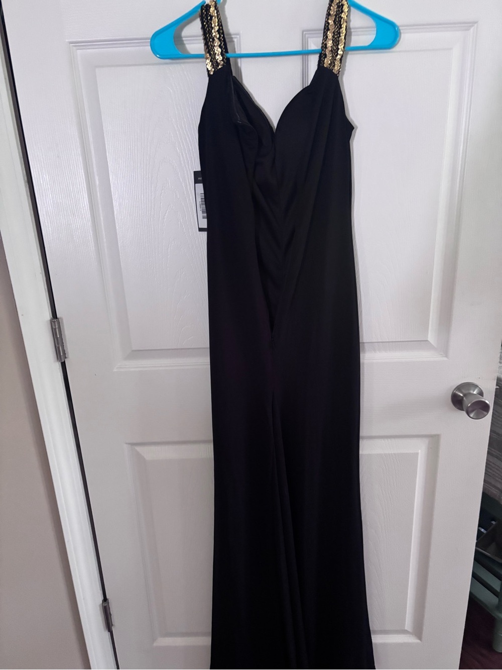 Angel Fashions Black Gold Sequin Formal Maxi Dress NWT size 8 - Picture 5 of 6
